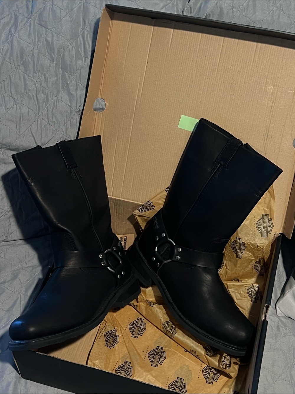 Harley-Davidson Black Leather Harness Moto Boots
